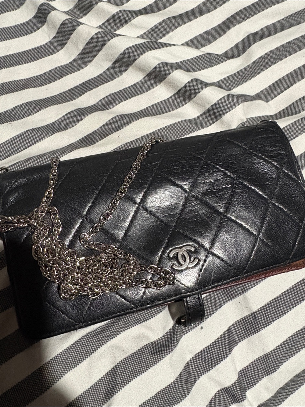 CHANEL Black Quilted Leather Chain Crossbody Wallet - Picture 9 of 9